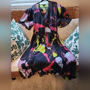 City Chic multi-coler hi-lo wrap dress, size 24 (XXL)